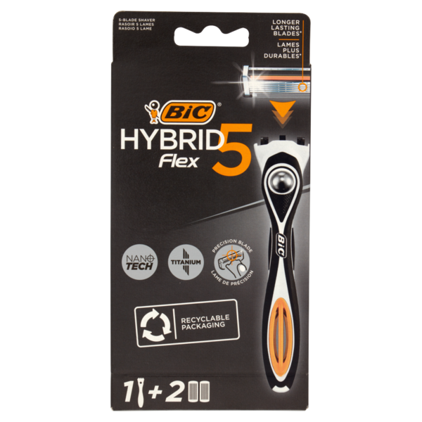 Bic Hybrid Flex 5 Rasoio 5 Lame Manico + Ricariche 2 pz