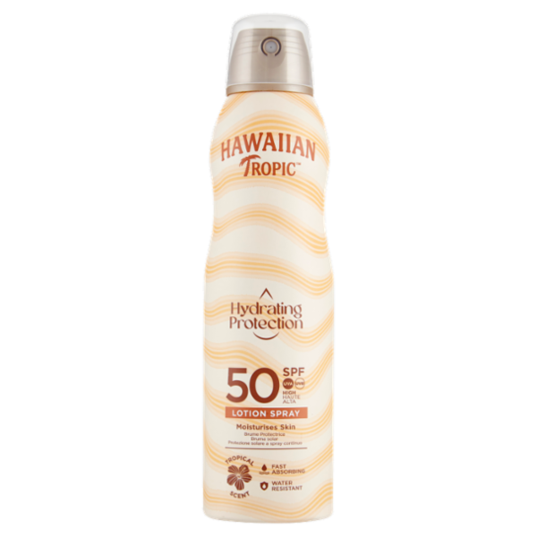 Hawaiian Tropic Hydrating Protection Lozione Solare Protettiva Spray Continuo SPF 50 Alta 220 mL