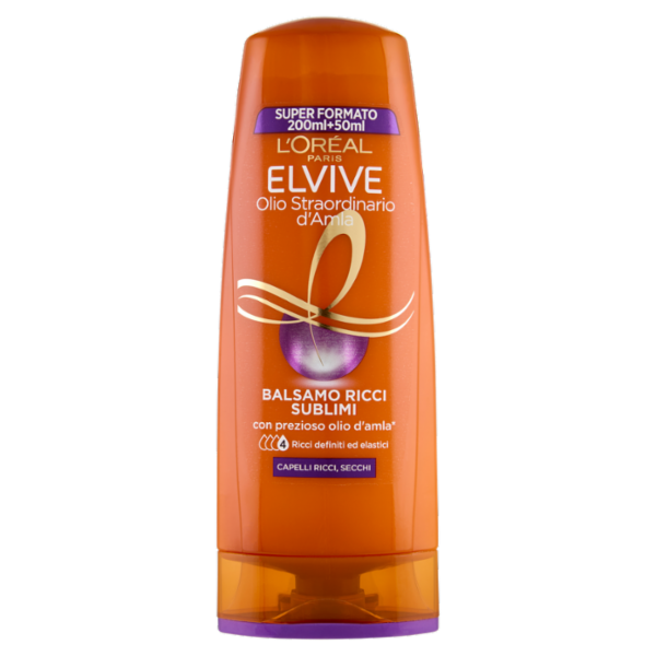 Elvive Olio Straordinario d'Amla Balsamo Ricci Sublimi, per Capelli Ricci e Secchi, 250 ml