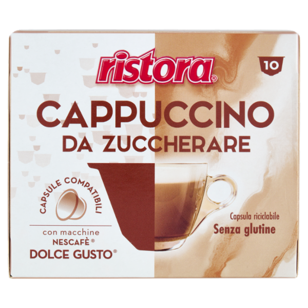 ristora Cappuccino da Zuccherare Capsule Compatibili con Macchine Nescafè Dolce Gusto 10 x 14 g