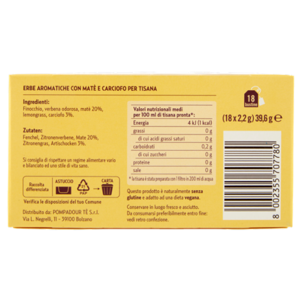 Pompadour Le Tisane Plus Brucia Grassi con Matè* e Carciofo 18 x 2,2 g