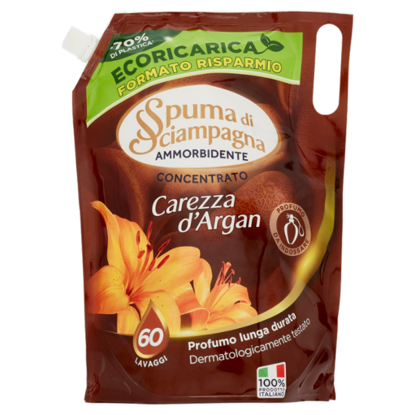 Spuma di Sciampagna Ammorbidente Concentrato Carezza d'Argan Ecoricarica 1200 ml