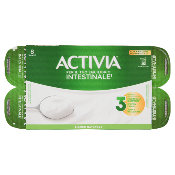 ACTIVIA Yogurt Bianco Naturale con Probiotico Bifidus, 8x125g