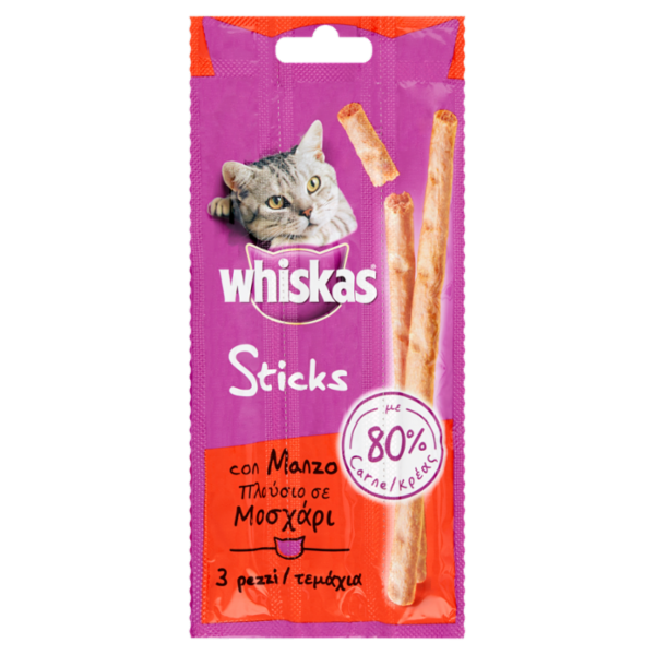 Whiskas Sticks Snack Gatto con Manzo 3 pezzi 18 g