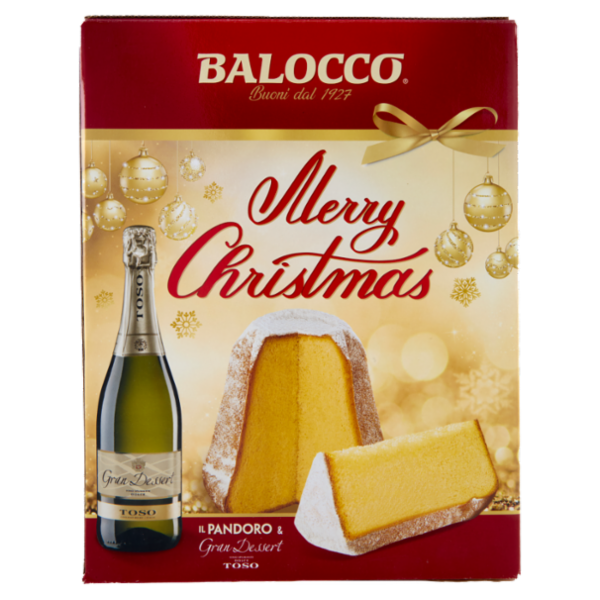 Balocco Merry Christmas il Pandoro 750 g & Gran Dessert Vino Spumante Dolce Toso 75 cl