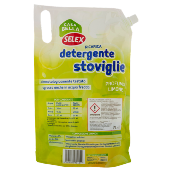 Selex Casa Bella Ricarica Detergente per Stoviglie Limone 2 L