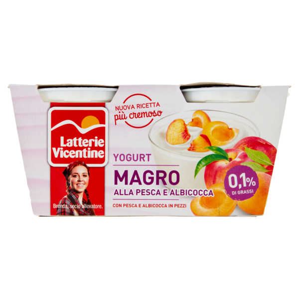 Latterie Vicentine Yogurt Magro alla Pesca e Albicocca 2 x 125 g