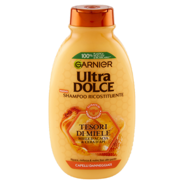 Garnier Ultra Dolce Shampoo Tesori di Miele, con Pappa Reale e Miele per capelli fragili, 250 ml