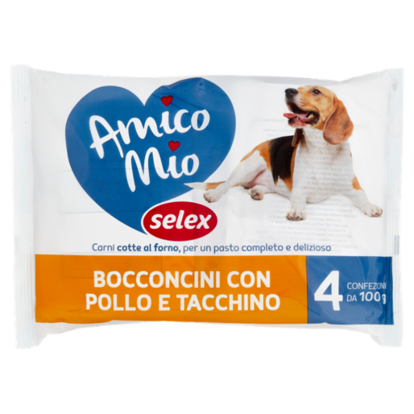 Selex Amico Mio Bocconi per Cane con Pollo e Tacchino 4x100 g