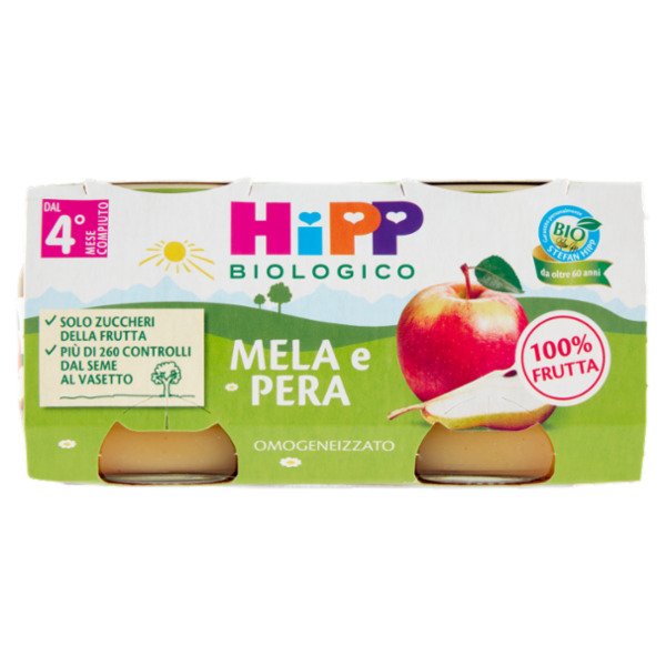 HiPP Biologico Mela e Pera Omogeneizzato 2 x 80 g