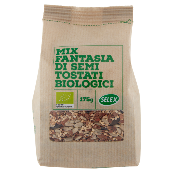 Selex Mix Fantasia di Semi Tostati di Lino, Girasole, Zucca e Sesamo Biologici 175 g