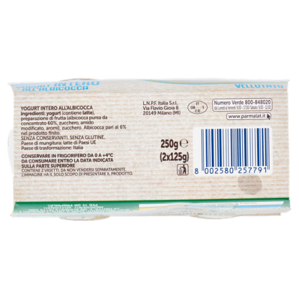 parmalat Yogurt Intero all'Albicocca Vellutato 2 x 125 g