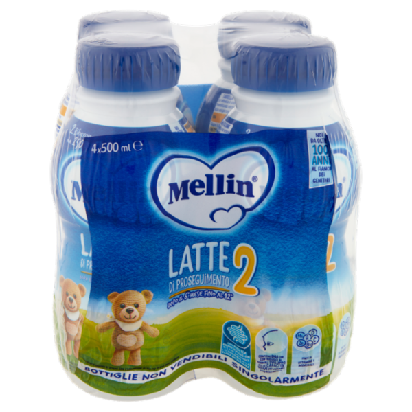 MELLIN 2 - Latte di Proseguimento Liquido per Lattanti dal 6° al 12° mese 4x500ml