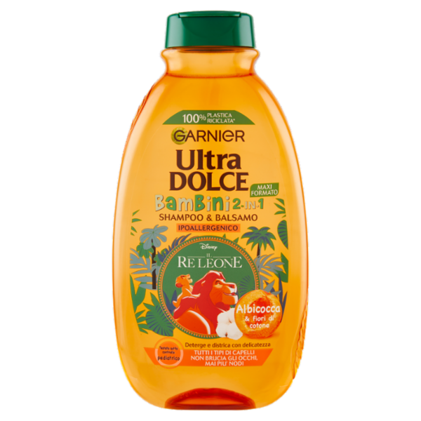 Garnier Ultra Dolce Shampoo 2in1 per Bambini all' albicocca e fiori di cotone, 300 ml