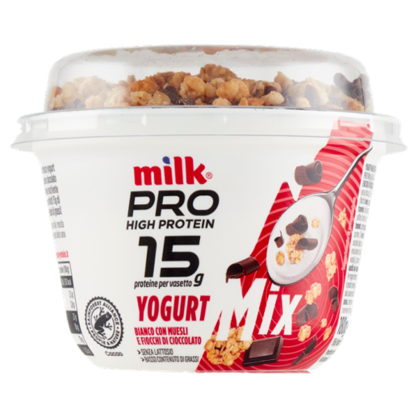 Milk Pro High Protein 15g Yogurt Bianco con Muesli e Fiocchi di Cioccolato 180 g