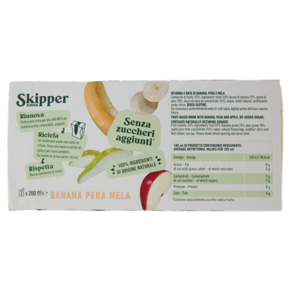 Zuegg Skipper Banana, Pera, Mela Senza zuccheri aggiunti* 3 x 200 ml