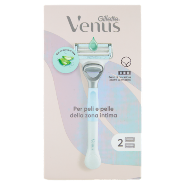 Gillette Venus per peli e pelle della zona intima Rasoio Donna, 1 Manico + 2 Lamette