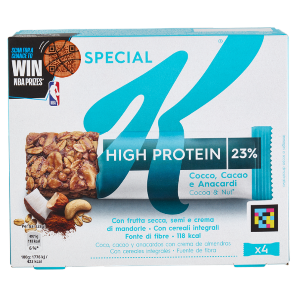 Kellogg's Special K High Protein 23% Cocco, Cacao e Anacardi 4 x 28 g