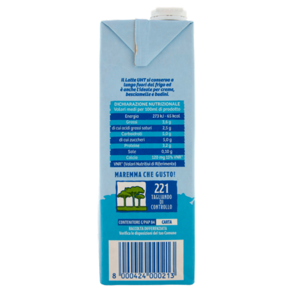 Latte Maremma UHT a lunga conservazione intero 1 L