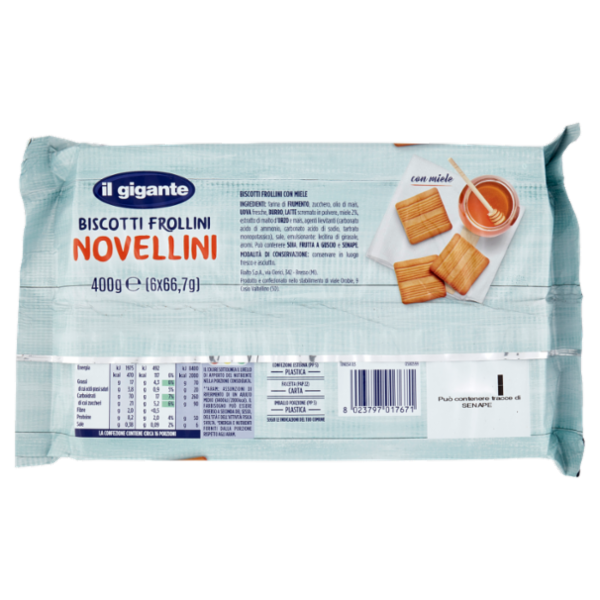IL GIGANTE Biscotti Frollini Novellini con Miele 400 g