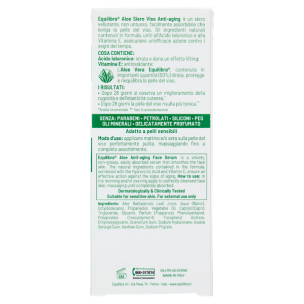 equilibra Aloe Ialuronica Siero Viso Anti-Aging 30 ml