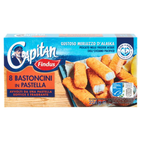 Capitan Findus 8 Bastoncini di Merluzzo in pastella 224 g