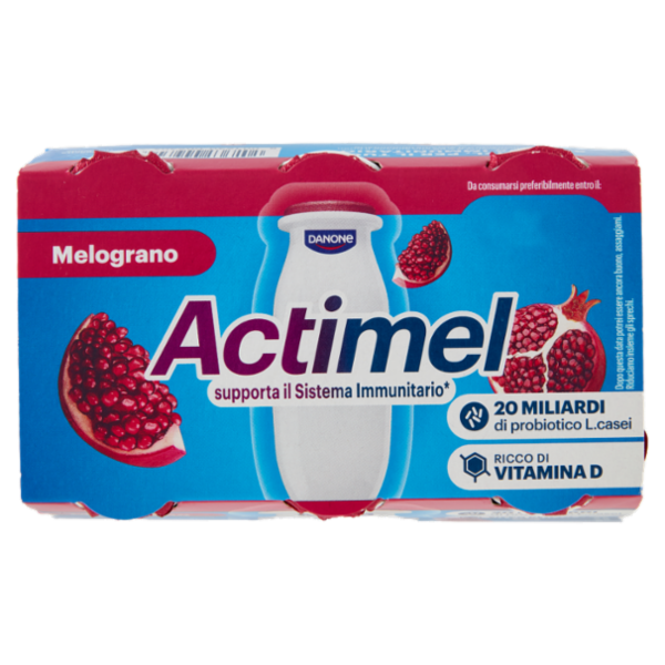 ACTIMEL, Yogurt da Bere con Vit B6 e D per il Sistema Immunitario, gusto Melograno, 6X100G