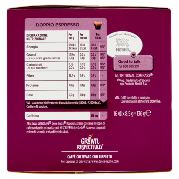 NESCAFÉ DOLCE GUSTO Doppio Espresso 16 capsule (16 tazze)