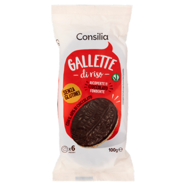 Consilia Gallette di Riso Ricoperte di Cioccolato Fondente 100 g