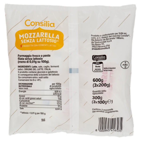 Consilia Mozzarella Senza Lattosio 3x100 g