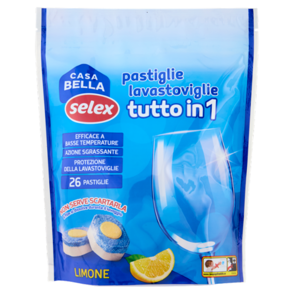 Selex Casa Bella Detersivo per Lavastoviglie Pastiglie Tutto in 1 al Limone 26x17 g
