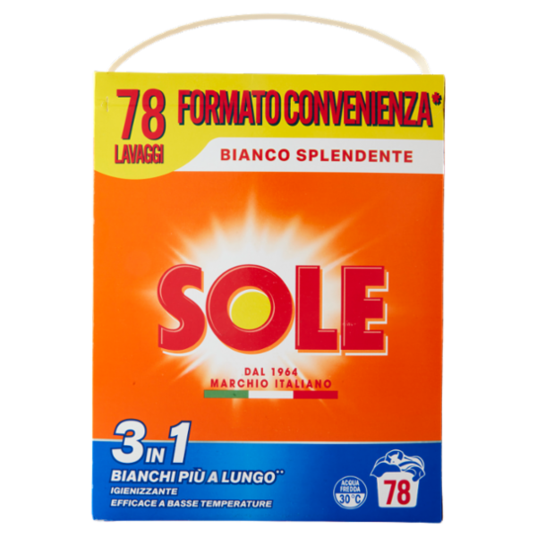 Sole Bianco Splendente Polvere lavatrice 78 misurini 3,9 kg