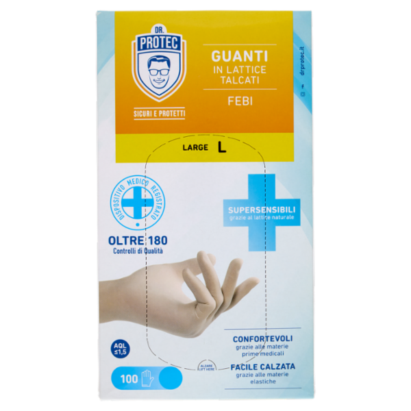 Dr. Protec Guanti in Lattice Talcati Febi Large L 100 pz
