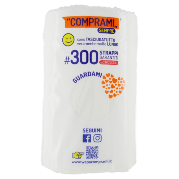 Comprami Sempre Asciugatutto 300 Strappi Maxirotolo 3 Veli 3 pz