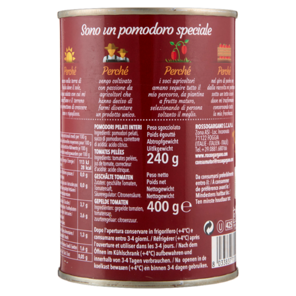 Rosso Gargano Pelati di Puglia 400 g