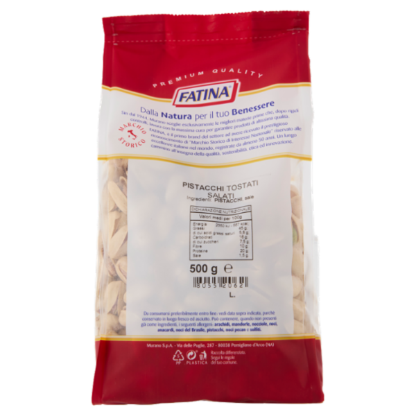 Fatina Frutta Secca Tostata Pistacchi Tostati Salati 500 g