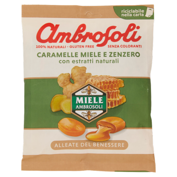 Ambrosoli Caramelle Miele e Zenzero con estratti naturali 90 g