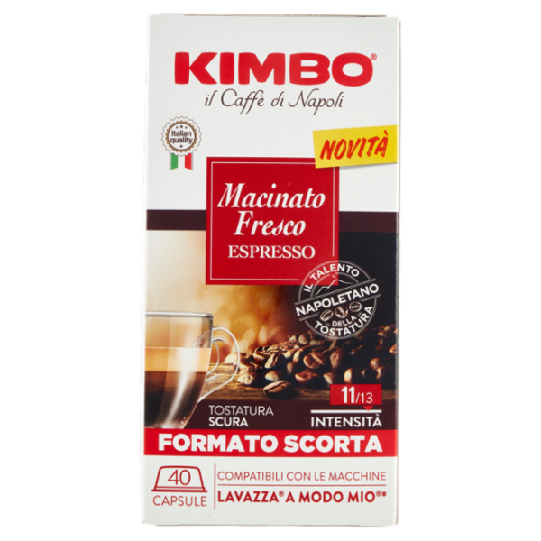 Kimbo Macinato Fresco Espresso Capsule Compatibili con le Macchine Lavazza A Modo Mio* 40 x 7,5 g