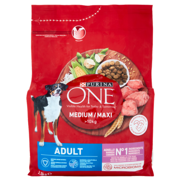 PURINA ONE Medium/Maxi Adult Ricco in Agnello con Riso 2,5 kg