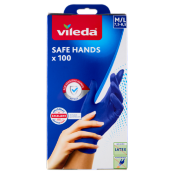 Vileda Safe Hands, Guanti Monouso Taglia M/L 100 Pz