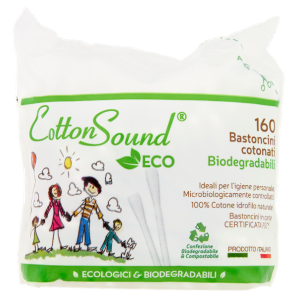 Cotton Sound Eco Bastoncini cotonati Biodegradabili 160 pz