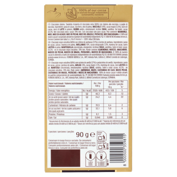 Ferrero Rocher 70%** Cocoa Extra Dark Nocciola 90 g