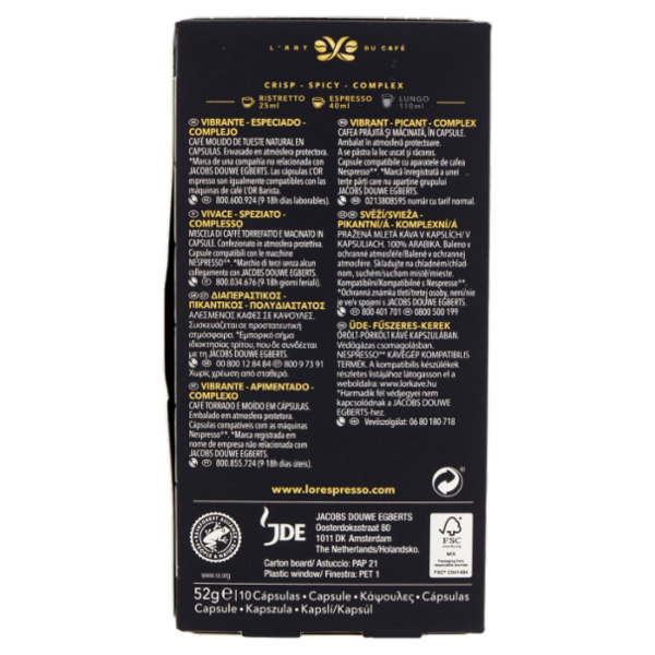 L'Or Espresso Ristretto 11- 10 Capsule Caffè Compatibili con Macchine Nespresso*® Original 52g