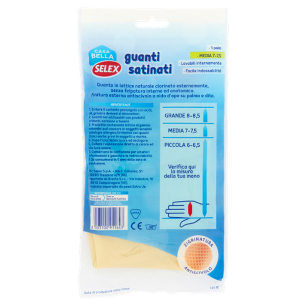 Selex Casa Bella Guanti Satinati Misura Media (7-7,5)