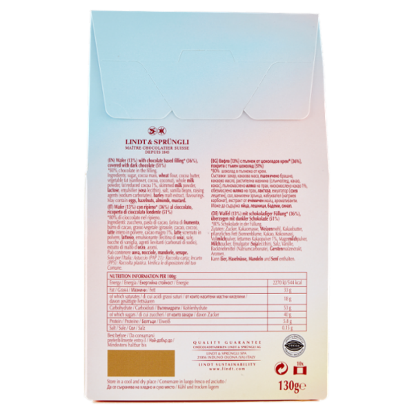 Lindt choco wafer astuccio cioccolato fondente 130 g