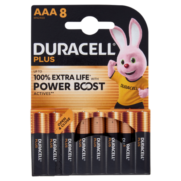Duracell Plus AAA 8 Mini Stilo / Micro Alcalina 1.5V MN2400 8 pz