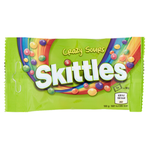 Skittles Crazy Sours Caramelle alla Frutta dal gusto aspro 38 g