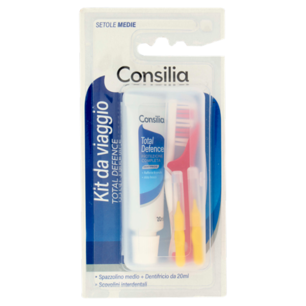 Consilia Kit Igiene Orale Dentifricio, Spazzolino Medio e Scovolino