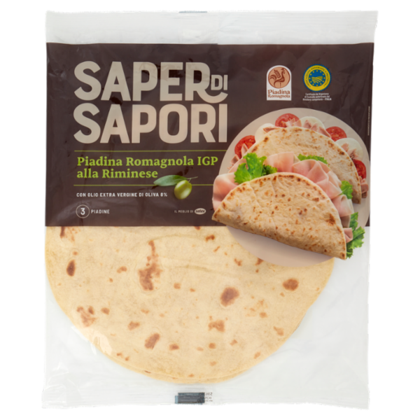 Selex Saper di Sapori Piadine Fresche Romagnole I.G.P. alla Riminese con Olio Extra Vergine 3x120 g