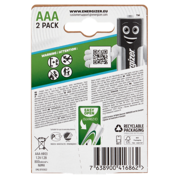 Energizer Accu Recharge Extreme AAA 2 pz
